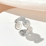 304 Stainless Steel Cuff Open Rings for Women, Sun, Stainless Steel Color, 8mm, Inner Diameter: 17.8mm(RJEW-L341-04A-P)