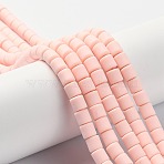Handmade Polymer Clay Bead Strands, Column, Bisque, 6.5x6mm, Hole: 1.2mm, about 61pcs/strand, 15.75 inch(40cm)(CLAY-ZX006-01-13)