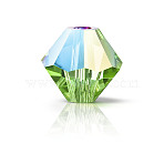 Preciosa&reg Crystal Beads, Czech Crystal, Bicone(451 69 302 Rondelle), 50520 201 Peridot Glitter, 4mm, Hole: 0.8mm(X-PRC-BA4-50520-201)