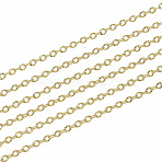 PVD Vacuum Plating 304 Stainless Steel Chains, Cable Chains, Link Chains, Long-Lasting Plated, Textured, with Spool, Golden, 1.6x1.2x0.2mm, about 82.02 Feet(25m)/roll(CHS-S001-12B-G)