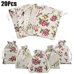Burlap Packing Pouches, Drawstring Bags, Mixed Color, 14~14.4x10~10.2x0.5cm, 20pcs/set(ABAG-YW0001-07B)