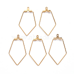 PVD Vacuum Plating 304 Stainless Steel Wire Pendants, Hoop Earring Findings, Polygon, Real 18K Gold Plated, 24 Gauge, 35.5x22.5x0.5mm, Hole: 1mm(STAS-S103-04G)