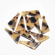 Cellulose Acetate(Resin) Pendants, Tortoiseshell Pattern, Triangle, Antique White, 36x14x2.5mm, Hole: 1.5mm(X-KY-Q035-304)