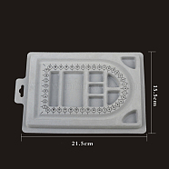PE and Flocking Bead Design Boards, Necklace Design Board, with Graduated Measurements, DIY Beading Jewelry Making Tray, Rectangle, Gray, 21.5x15.5x1.3cm(CON-PW0001-169A)