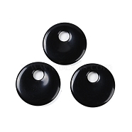 Natural Obsidian Pendants, Donut/Pi Disc Charms, 45x5~7mm, Hole: 10.5mm(G-C140-10A)