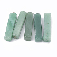 Natural Green Aventurine Pendants, with Platinum Tone Iron Finding, Cuboid, 54x12x12mm, Hole: 2mm(G-S330-22)