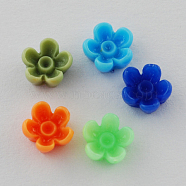 Resin Cabochons, Flower, Mixed Color, 6x3.5mm(CRES-B3033-M)