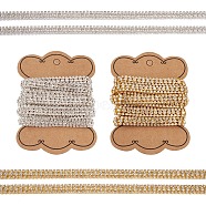 4 Yards 2 Colors Rhinestone Cup Chains, Brass Strass Chains, with Card Paper, Mixed Color, 9x3.5mm, 2 Yards/color(FIND-CD0001-17)