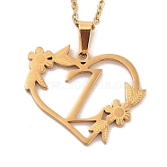 Vacuum Plating 201 Stainless Steel Pendant Necklaces, Letter Z, 12.28 inch(31.2cm)(NJEW-R267-02Z-G)