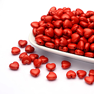Opaque Acrylic Beads, Heart, Red, 10x11x6mm, Hole: 2mm, about 1267pcs/500g(SACR-10X11-12)
