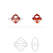 Austrian Crystal Beads, 5054, Crystal Passions, Faceted Mini Rhombus, 001 REDM_Crystak Red Magma, 8x8mm, Hole: 1mm(X-5054-8mm-001REDM(U))