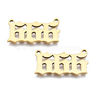 201 Stainless Steel Pendant Links, Laser Cut, Golden, Num.6, 11.5x22x1mm, Hole: 1.4mm(STAS-S110-115G-06)