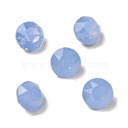 Glass Rhinestone Cabochons, Pointed Back & Back Plated, Flat Round, Air Blue Opal, 8.1x5.6mm(RGLA-J014-C-104)