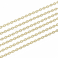 Vacuum Plating 304 Stainless Steel Chains, Cable Chains, Link Chains, Textured, with Spool, Golden, 1.6x1.2x0.2mm, about 82.02 Feet(25m)/roll(CHS-S001-12B-G)