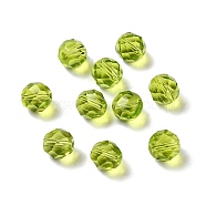 Glass Imitation Austrian Crystal Beads, Faceted, Round, Yellow Green, 8mm, Hole: 1.5mm(GLAA-H024-15C-14)