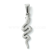 304 Stainless Steel Pendants, Snake Charms, Stainless Steel Color, 31x8.5x2mm, Hole: 7x3.5mm(STAS-L275-01B-P)