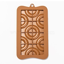 Chocolate Food Grade Silicone Molds, Rectangle with Donut Pattern, Resin Casting Molds, Epoxy Resin Craft Making, Peru, 185x103x8mm, Hole: 9mm, Finished Protect: 150x75x7mm(DIY-F068-13)