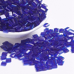 MIYUKI TILA Beads, Japanese Seed Beads, 2-Hole, (TL151) Transparent Cobalt, 5x5x1.9mm, Hole: 0.8mm, about 118pcs/10g(X-SEED-J020-TL151)