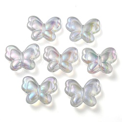 UV Plating Luminous Transparent Acrylic Beads, Glow in The Dark, Butterfly, Light Cyan, 25x30x8.5mm, Hole: 2mm(OACR-P010-11A)