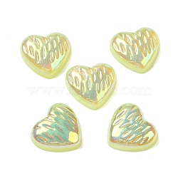 UV Plating Acrylic Cabochons, Iridescent, Heart, Light Khaki, 11.5~12x12~12.5x4mm(OACR-H121-02B)