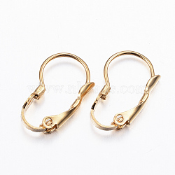 304 Stainless Steel Leverback Earring Findings, Golden, 16.5x10x3.5mm, Pin: 0.8mm(STAS-H380-08G)