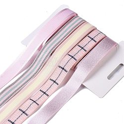 Polyester & Polycotton Ribbons Sets, for Bowknot Making, Gift Wrapping, Colorful, 5/8 inch(17mm), 5 styles, about 3.00 Yards(2.74m)/Style, 15 Yards/Set(SRIB-P022-01D-02)