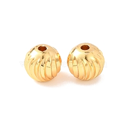 Brass Beads, Corrugated Round, Rack Plating, Long-Lasting Plated, Cadmium Free & Lead Free, Golden, 9.5mm, Hole: 2mm(KK-C157-02D-G)