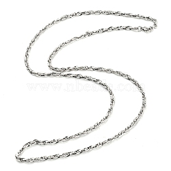 304 Stainless Steel Rope Chain Necklaces, Stainless Steel Color, 29.33x0.16 inch(74.5x0.4cm)(NJEW-M205-01P)