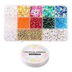 DIY Faceted & Letter & Heishi Beads Bracelets Making Kit, Including Electroplate Glass Beads, ABS Plastic Imitation Pearl Beads, Plating Acrylic Beads, Polymer Clay Beads, Elastic Thread, Mixed Color, Beads: 1810pcs/set(DIY-YW0005-22)