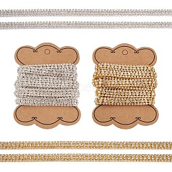 4 Yards 2 Colors Rhinestone Cup Chains, Brass Strass Chains, with Card Paper, Mixed Color, 9x3.5mm, 2 Yards/color(FIND-CD0001-17)