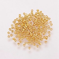 Brass Crimp Beads, Cadmium Free & Nickel Free & Lead Free, Rondelle, Golden Color, about 2mm in diameter, 1.2mm long, hole: 1.2mm(E002-NFG)