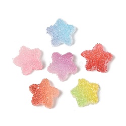 Imitation Candy Food Style Resin Cabochons, Star, Gradient Color, Mixed Color, 11x11.5x4.5mm(RESI-R461-02A)