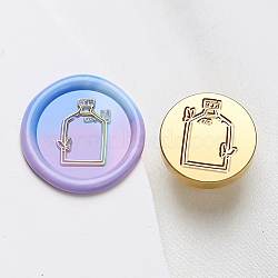 Wax Seal Brass Stamp Head, Bottle Pattern, for Wax Seal Stamp, Golden, 25x14.5mm, Hole: 7mm(AJEW-G056-01C)