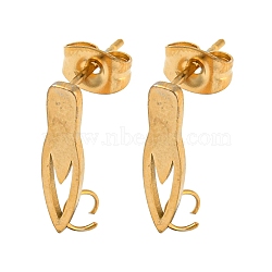 Ion Plating(IP) 304 Stainless Steel Stud Earring Findings, with Vertical Loop, Hollow Teardrop, Golden, 16x4mm, Hole: 3mm, Pin: 0.7mm(STAS-H180-13G)