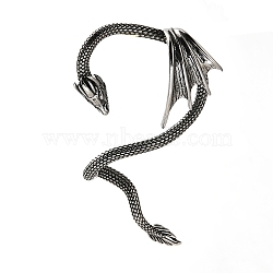 316 Surgical Stainless Steel Cuff Earrings, Left, Dragon, Antique Silver, 54~88x42mm(EJEW-E300-01AS-08)