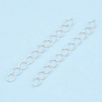 Iron Chain Extender, Curb Chains, Nickel Free, Silver, 50mm, Link: 5~5.5x3.5~4x0.5mm