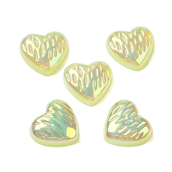 UV Plating Acrylic Cabochons, Iridescent, Heart, Light Khaki, 11.5~12x12~12.5x4mm