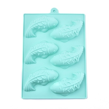 Koi Fish Food Grade Silicone Molds, Fondant Molds, For DIY Cake Decoration, Chocolate, Candy, UV Resin & Epoxy Resin Jewelry Making, Random Single Color or Random Mixed Color, 240x163x21mm, Inner Diameter: 56x85mm