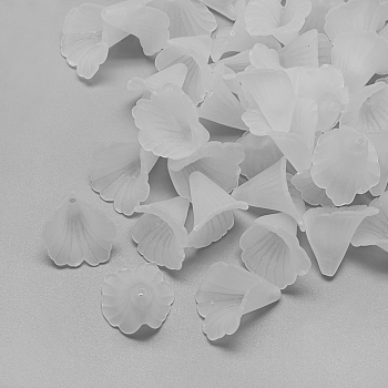 Transparent Acrylic Bead Caps, Frosted, Clear, 19~20x18~19x17mm, Hole: 1.5mm