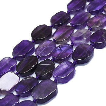Natural Amethyst Beads Strands, Rectangle, 15~17x10~13x5~7mm, Hole: 1mm, about 22pcs/strand, 15.94''(40.5cm)