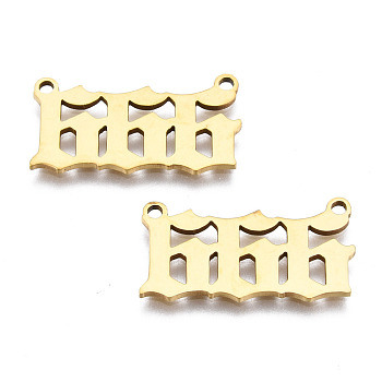 201 Stainless Steel Pendant Links, Laser Cut, Golden, Num.6, 11.5x22x1mm, Hole: 1.4mm