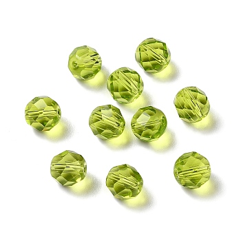 Glass Imitation Austrian Crystal Beads, Faceted, Round, Yellow Green, 8mm, Hole: 1.5mm