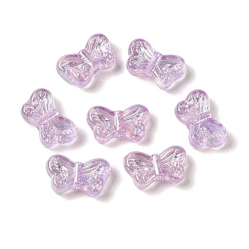 UV Plating Transparent Acrylic Beads, Butterfly, Medium Orchid, 8x14x4mm, Hole: 1.4mm
