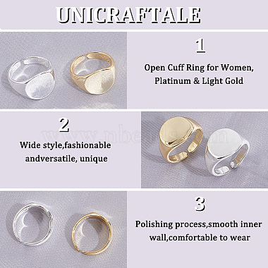 unicraftale 4шт. 2 цвета латунное плоское круглое кольцо-печатка(RJEW-UN0002-60)-5