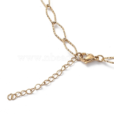 Ion Plating(IP) 304 Stainless Steel Rhombus Link Chain Necklace for Men Women(STAS-B039-03G)-3