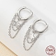 Rhodium Plated 925 Sterling Silver Star & Chains Tassel Dangle Hoop Earrings for Women(EJEW-F317-21P)-1