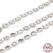 Rhodium Plated 925 Sterling Silver Heart Link Chains, Soldered, Platinum, 3x4x0.5mm(STER-NH0001-28B-P)