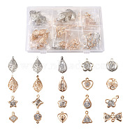 Iron Pendants & Links, with  Rhinestone inside, Mixed Shapes, Mixed Color, 120pcs/box(IFIN-TA0001-40)