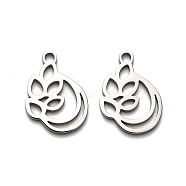 316 Surgical Stainless Steel Pendants, Laser Cut, Flower Charm, Stainless Steel Color, 15.5x11x1mm, Hole: 1.6mm(STAS-H190-10P)