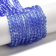 Transparent Glass Beads Strands, Faceted(32 Facets), Round, Medium Slate Blue, 4mm, Hole: 0.7mm, about 94~96pcs/strand, 14.17~14.37 inch(36~36.5cm)(EGLA-A035-T4mm-D14)